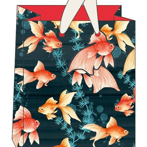 GoldFish Gift Bag Bundle, 2 x Fishing Lovers Birthday Present Wrapping, Die Cut Koi Carp Fish Gift Tag, Japanese Fish Gift Bag Set someone_else 