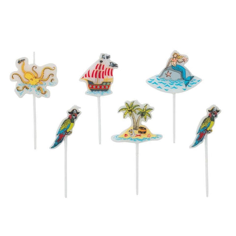 6 Pk Pirate Cup Cake Candles, Pirate Birthday Candle, Birthday Cake Topper Candles, Treasure Chest and Pirate Ship, Pirate Candle Cake someone_else 