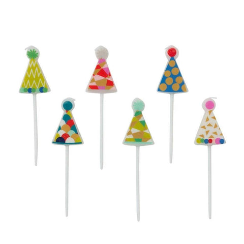 6 Party Hats Cake Candles, Clown Birthday Party Candles For Cup Cakes, Circus Theme Celebration Cake Candles, Birthday Cake Candles For Him someone_else 