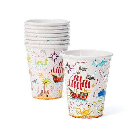 8 Pirate Paper Cups For Hot And Cold Drinks, 1st Pirate Birthday Supply For Kids, Pirate Party Decor, Pirate Tableware For Childrens Parties someone_else 
