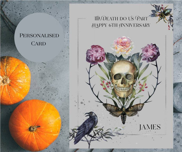Death Do Us Part Anniversary Card For Halloween, Personalised Gothic Romantic Cards For Her Or Him, Romantic Halloween Card For Him i_did 