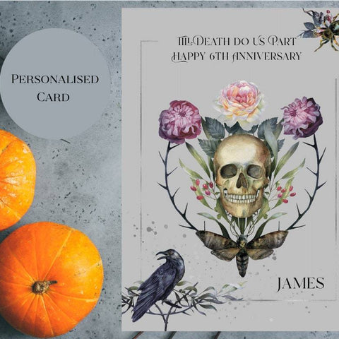 Death Do Us Part Anniversary Card For Halloween, Personalised Gothic Romantic Cards For Her Or Him, Romantic Halloween Card For Him i_did 