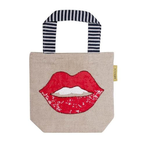 Sequined Red Lips Mini Bag by Artebene - ash-dove