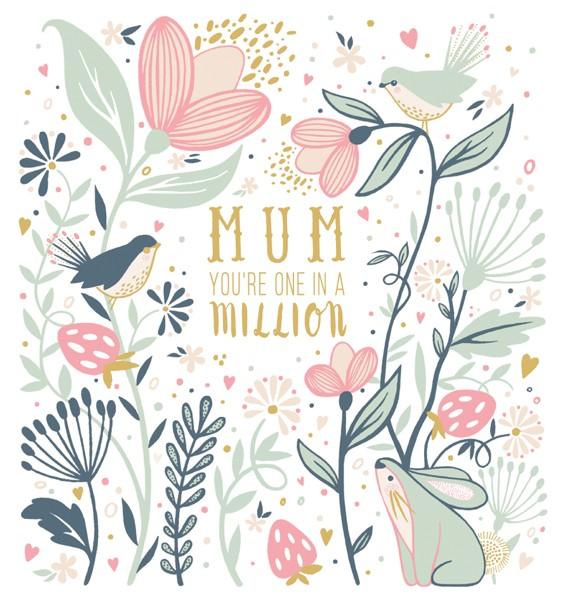 Mum You're One In a Million Mothers Day Card by The Artfile - ash-dove